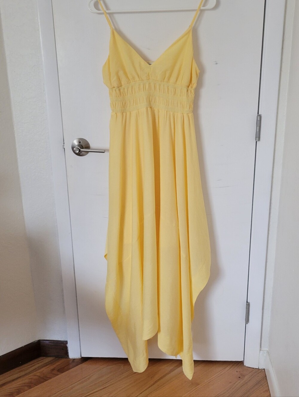 Moon River Soft Yellow Maxi Dress with Gathered Waist